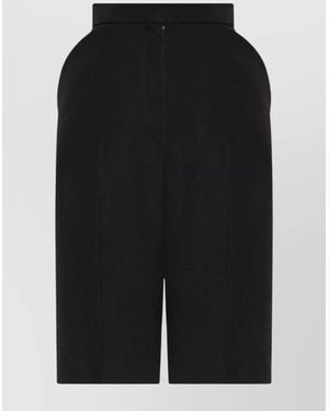 Givenchy Wool High-Rise Wide-Leg Knee-Length Tailored Shorts - Black