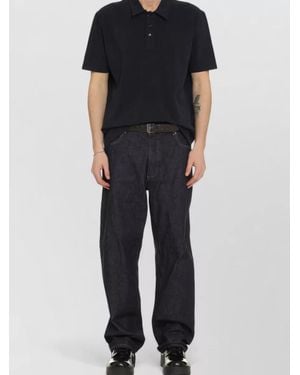Bottega Veneta Short Sleeve Cotton Polo Shirt - Black