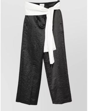 forte_forte Satin Wide-Leg High-Waisted Pants - Gray