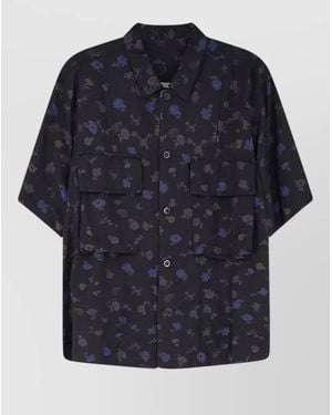 Sacai Cotton Blend Shirt Floral Pattern Design - Blue