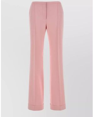 Alberta Ferretti Crepe Trousers Back Pocket Cuffed Hem Crease - Pink