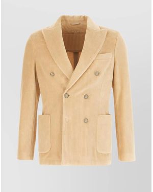 Circolo 1901 Corduroy Double-Breasted Jackets Button Detailing - Natural
