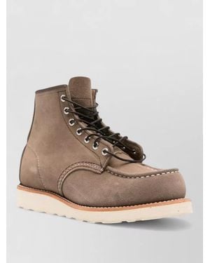 Red Wing Round Toe Ankle Boots Contrast Stitching - Natural