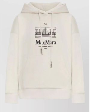 Max Mara Andrea Hooded Sweatshirt Embroidered Logo - Natural