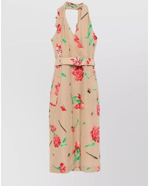Moschino Halterneck Belted Midi Dress - White