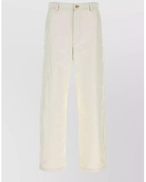 A.P.C. Cotton Straight Leg Trousers Belt Loops - White