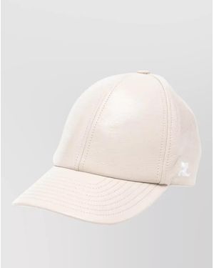 Courreges Vinyl Cap Reedition Curved Brim Panelled - Natural