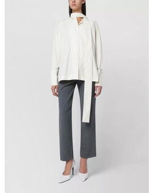 Thelatest Long Sleeve Top Cuffed Scarf Detail - White