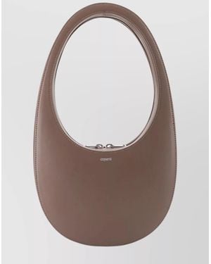 Coperni Curved Leather Shoulder Bag Handle - Brown