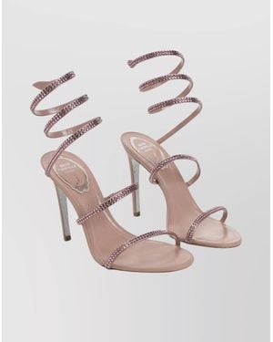 Rene Caovilla Spiral Ankle Strap Open Toe Sandals - Pink