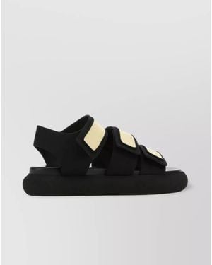 Neous Two-Tone Fabric And Leather Sandals - Black
