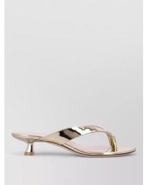Stuart Weitzman Rio Thong Sandal Metallic Kitten Heel - Natural