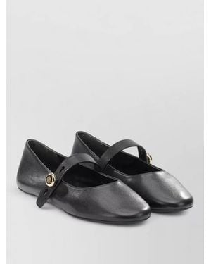Tory Burch Flat Sole Mary Jane Strap Ballerina Shoes - Black