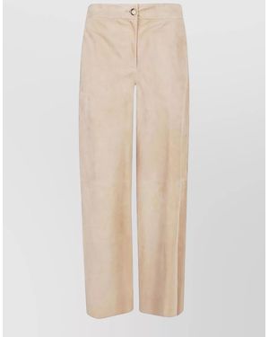 Via Masini 80 Linen Wide Leg Trousers High Waist - Natural