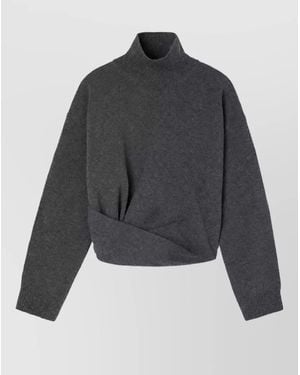Rohe Cashmere Merino Wool Draped Knotted Turtleneck Jumper - Grey