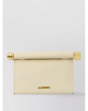 Jacquemus Rond Carré Leather Shoulder Flap Bag - Natural