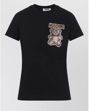 Moschino Crew Neck Graphic Print Short Sleeve Top - Black