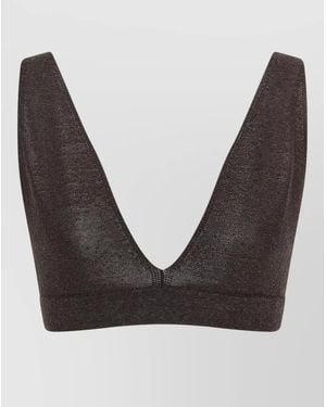 P.A.R.O.S.H. Baby Girl V Neck Ribbed Bra Top - Black