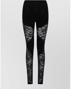 Nina Ricci Patchwork Leggings With Lace Inserts - Black