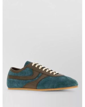 Dries Van Noten Suede And Leather Lace-Up Trainers - Green