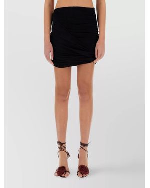 Magda Butrym Draped Mini Skirt Asymmetric Hem - Black