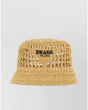 Prada Raffia Bucket Hat - Metallic