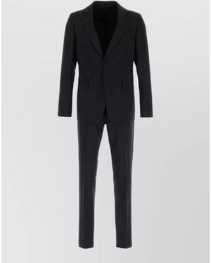 Prada Wool Blend Tailored Suit Notch Lapel - Black