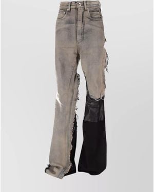 Rick Owens Bootcut Pants Featuring Frayed Edges - Gray