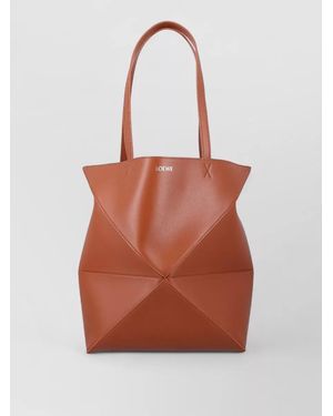 Loewe Medium Puzzle Fold Leather Tote Bag - Orange