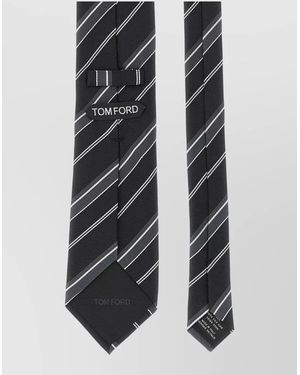 Tom Ford Silk Diagonal Striped Tie - Black