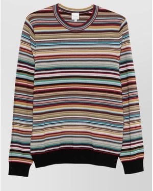Paul Smith Signature Stripe Crew Neck Wool Jumper - Grey