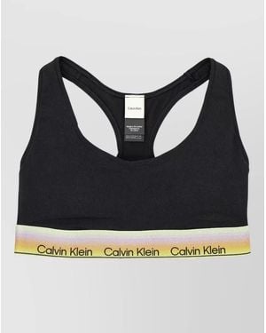 Calvin Klein Logo-Elastic Racerback Bralette - Black