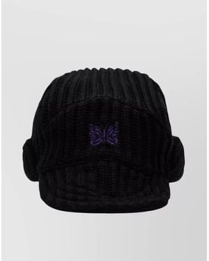 Needles Wool Visor Hat Ear Flaps - Black