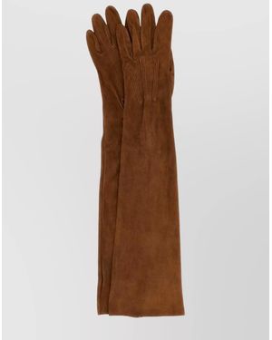 Prada Leather Long Gloves - Brown