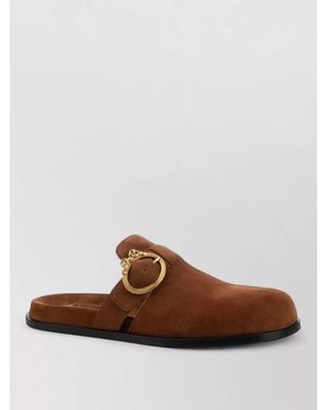 Dior Flat Sole Open Back Round Toe Mules - Brown