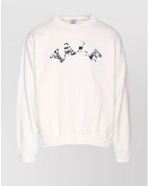 WILD DONKEY Crewneck Sweater With Graphic Print Detail - Natural