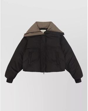 Entire studios Kelly Down Coat Contrast Collar High Neck - Black