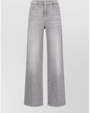 7 For All Mankind Denim Trousers Wide Leg Belt Loops Five Pockets - Grey