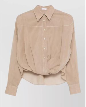 Brunello Cucinelli Twist Detail Cotton Shirt - Natural
