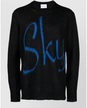 BLUE SKY INN Logo-Print Knitted Crew-Neck Jumper - Blue