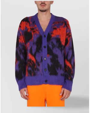 MSGM Ribbed V-Neck Cardigan - Blue