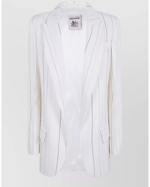 Semicouture Tailored Single Breasted Jacket Notch Lapel - White