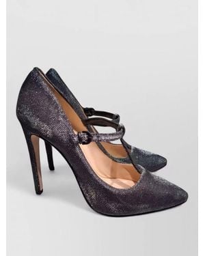 LA ROSE Leather Lurex Pointed Pumps - Blue