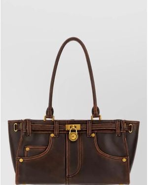 Michael Kors Hamilton Leather Tote Bag - White