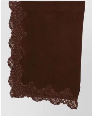Ermanno Scervino Cashmere Stole Lace Detailing Lightweight Design - Brown
