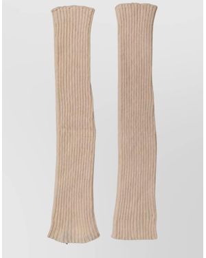 Dolce & Gabbana Cashmere Knit Arm Warmer Gloves - Natural