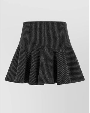 Ganni Pinstriped Flannel Mini A-Line Skirt - Black