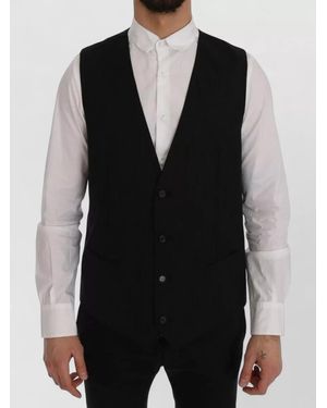 Dolce & Gabbana Wool Pinstripe Vest - Black