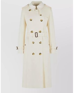 Burberry Cashmere Long Double-Breasted Trench Coat - White