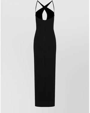 Monot Long Evening Dress Cutout Back Straps - Black